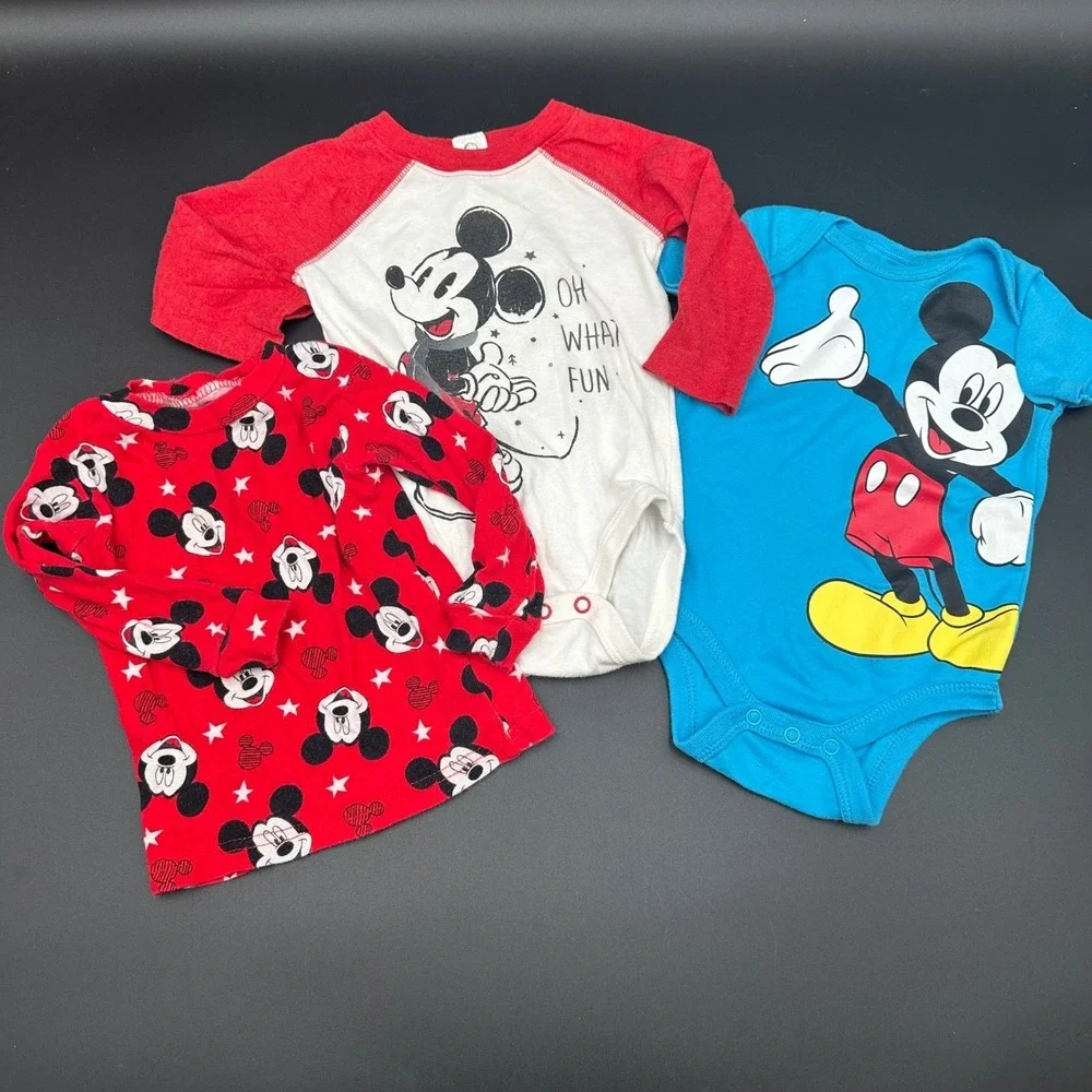 Disney Baby Mickey Mouse‎ Bodysuits Infant One Piece Lot 6-9 12 Months